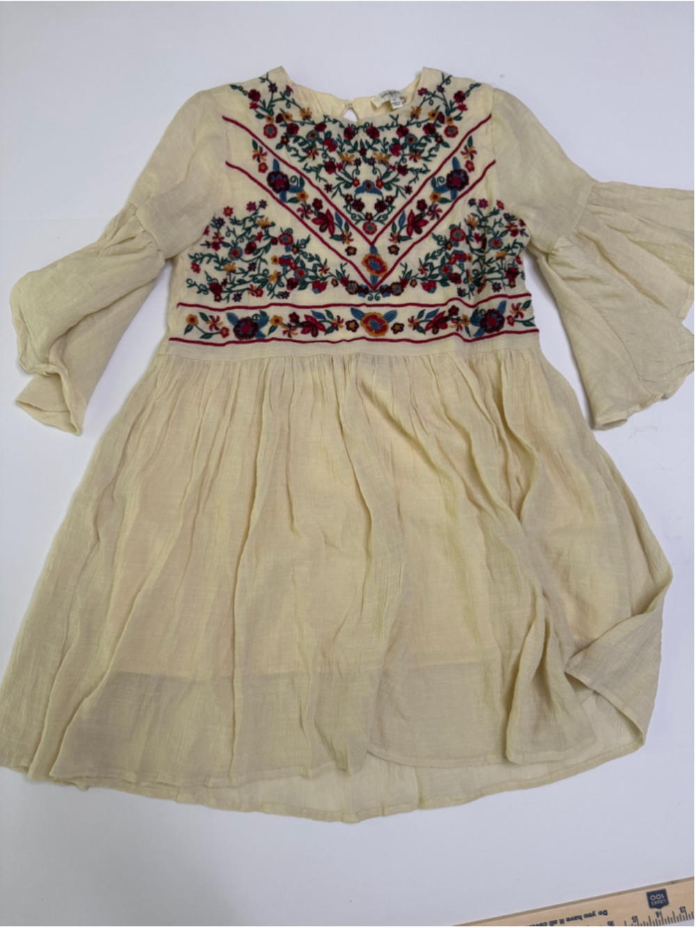 Women's Umgee Embroidered Mini Dress Beige Multicolor Size S